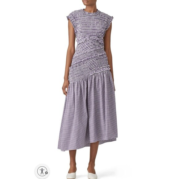 Phillip Lim Gathered Gingham Midi Dress Size 2 - Picture 1 of 13